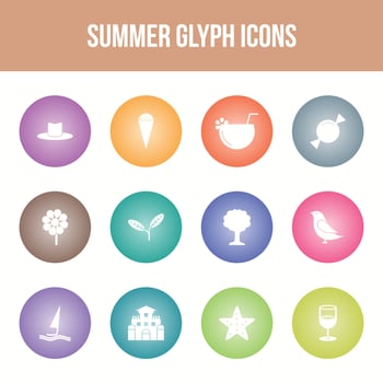 Unique summer vector glyph icon set