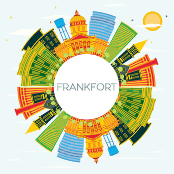 Frankfort Kentucky USA City Skyline with Color Buildings, Blue Sky and Copy Space. vector