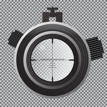 Military Sniper Scope Crosshairs. Optical Sight on Transparent Grid. vector