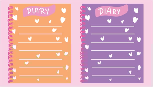 Cute Diary Books Illustration Free Vector