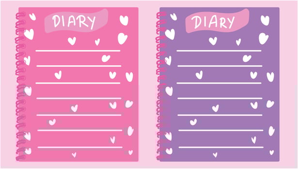 Cute Diary Books Illustration Free Vector