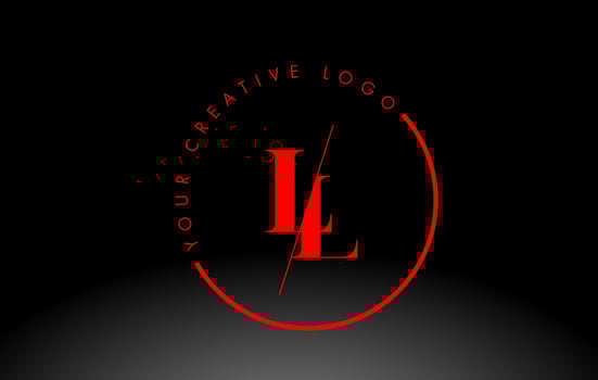 Red LL Serif Letter Logo Design with Creative Intersected Cut. vector