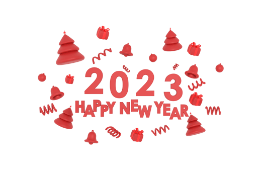 3D. Happy new year 2023, Merry Christmas Christmas tree, gifts, bell, christmas ball png
