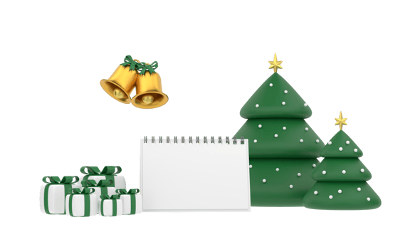 3D. New year calendar. merry Christmas and happy new year Christmas tree and gift png