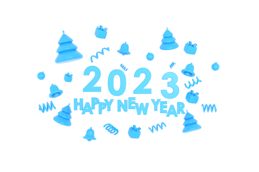 3D. Happy new year 2023, Merry Christmas Christmas tree, gifts, bell, christmas ball png