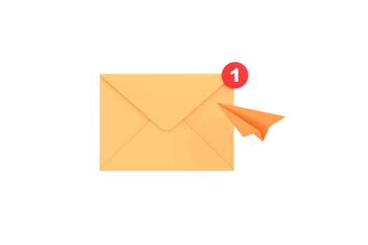 3d. mail envelope icon with paper plane isolated. png