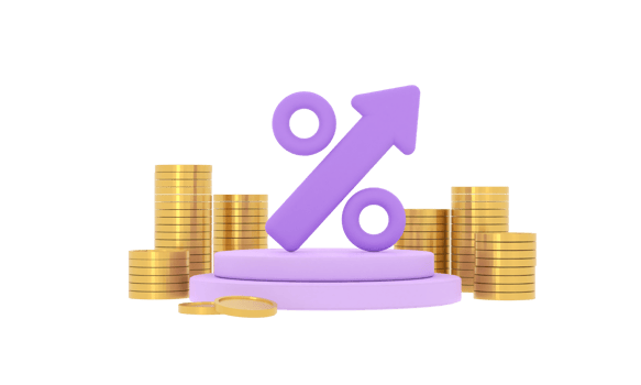 3D. Increasing arrow and stack of money as financial saving rising concept, financial concept and business png