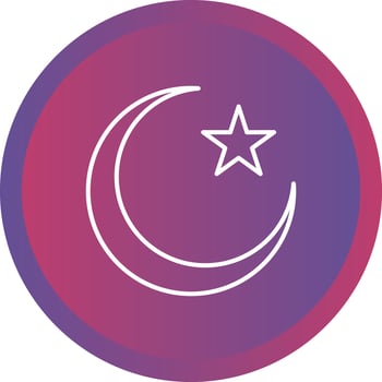 Beautiful Moon and Star Line Vector Icon