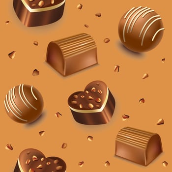 Dessert and sweets, chocolate candies with cream vector