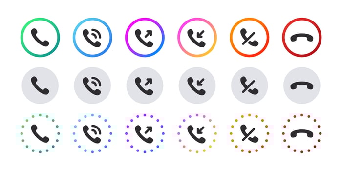 Call icons set. Call function icons. Phone call icons accept and decline. Vector images