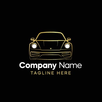 porche car line art logo design vector