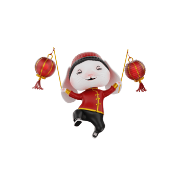 3d render Bunny chinese new year png