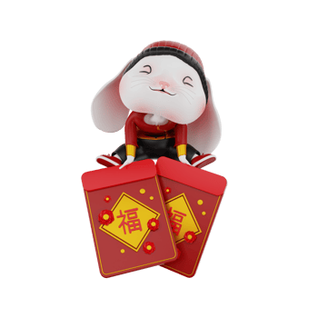 3d render Bunny chinese new year png