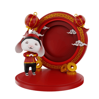 3d render Bunny chinese new year png