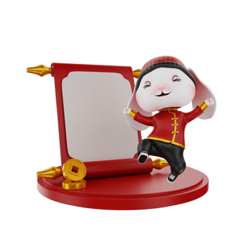 3d render Bunny chinese new year png