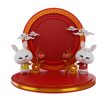 3d render Bunny chinese new year png
