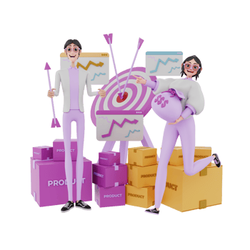 3d render marketing team illustration png