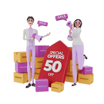 3d render marketing team illustration png