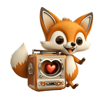 Fox with retro radio png