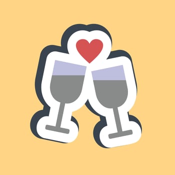 Sticker romantic date. Valentine day celebration elements. Good for prints, posters, logo, party decoration, greeting card, etc. vector