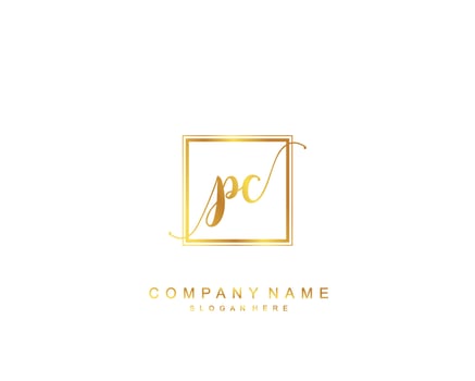 Initial PC beauty monogram and elegant logo design, handwriting logo of initial signature, wedding, fashion, floral and botanical with creative template. vector