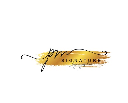 Initial PM beauty monogram and elegant logo design, handwriting logo of initial signature, wedding, fashion, floral and botanical with creative template. vector