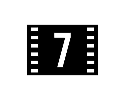 Motion Film Logo On Letter7. Movie Film Sign, Film Production Logo vector