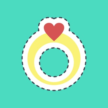 Sticker line cut ring. Valentine day celebration elements. Good for prints, posters, logo, party decoration, greeting card, etc. vector