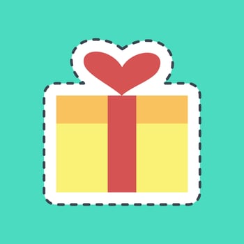 Sticker line cut valentine gift. Valentine day celebration elements. Good for prints, posters, logo, party decoration, etc. vector