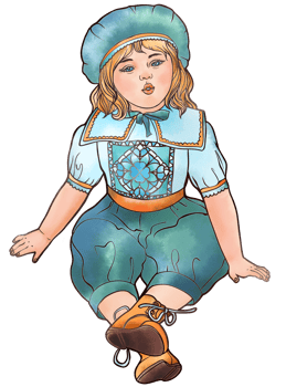 Toy doll in retro style. Children's toy doll watercolor drawing. For design, cards, wedding invitations, illustrations. Hand drawn collection of vintage toys. png