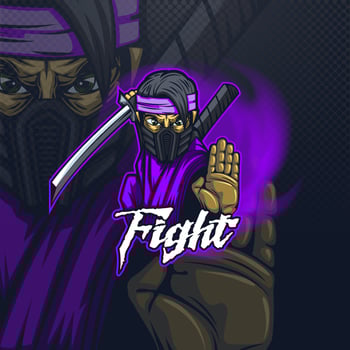 E-Sport logo mascot for a team or for printing on a T-shirt with a Combat Ninja. vector