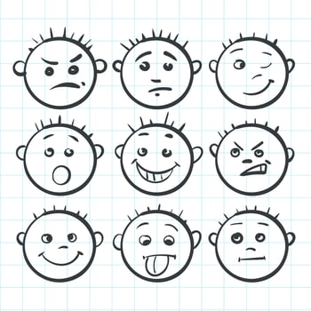 Set of hand-drawn faces. vector