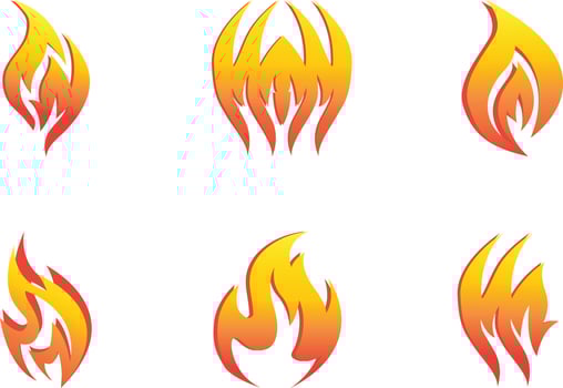 Fire flames, set icons, illustration vector art