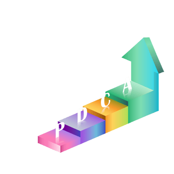 4 Steps PDCA Stair Infographic Elements Stock 3D PNG