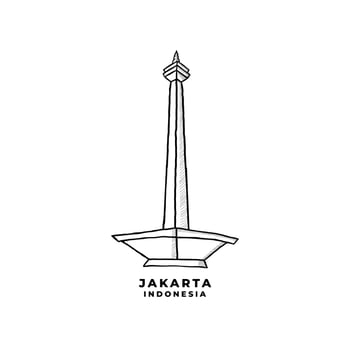 National Monument Jakarta Indonesia Vector. Historical Building In Jakarta Icon Cartoon Illustration vector