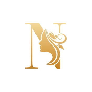 Initial N face beauty logo design templates vector