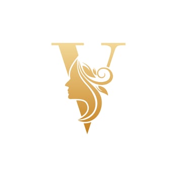 Initial V face beauty logo design templates vector