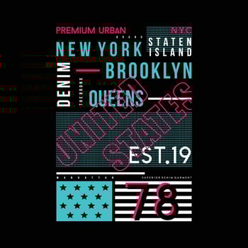 brooklyn queens new york city united states text frame graphic typography vector print