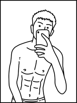vector illustration of cute man cartoon for coloring