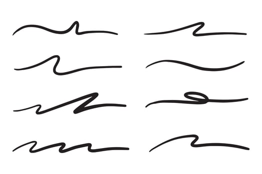 strokes, underlines, highlighter marker strokes, wave brush marks. vector