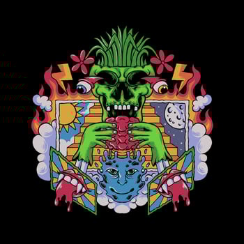 dread skull print vector illustration