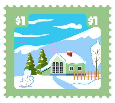 Winter postcard or postmark with snowy landscape vector