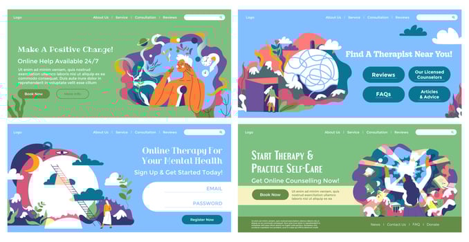 Web banner set with psychology consultation service vector
