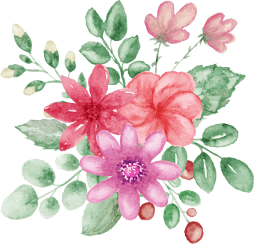 hand drawn of watercolor flowers clip art png