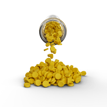 Plastic raw materials in granules for industry Yellow Polymer 3d illustration png