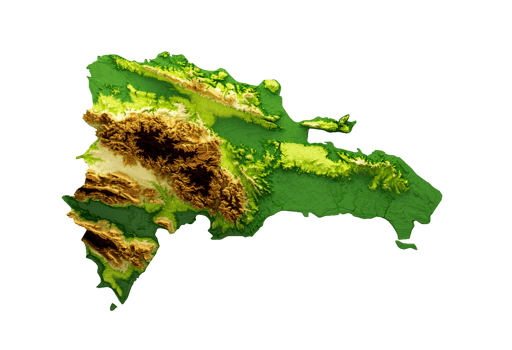 Dominican Republic Map Shaded relief Color Height map 3d illustration png