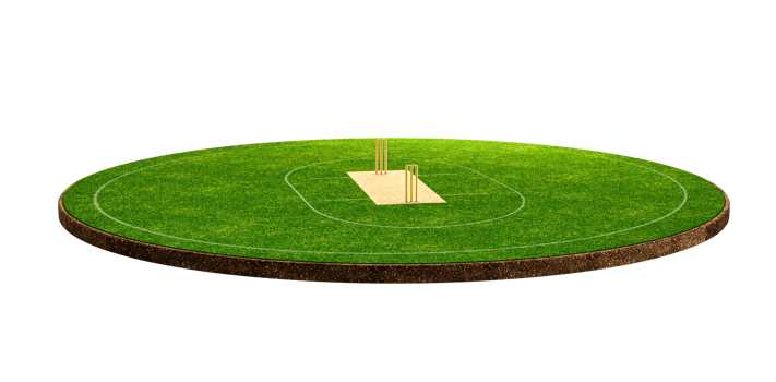 Cricket Stadium Front view on cricket pitch or ball sport game field, grass stadium or circle arena for cricketer series, green lawn or ground for batsman, bowler. Outfield 3D Illustration png