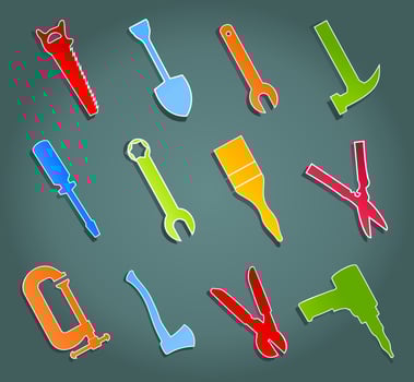 The collection of icons of tools. A vector illustration