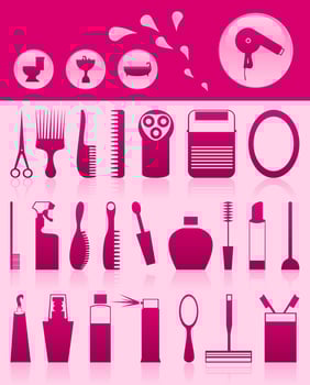 Set of icons on a theme a bathroom. A vector illustration