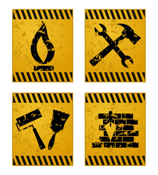 The yellow tablet with instructions of works. A vector illustration